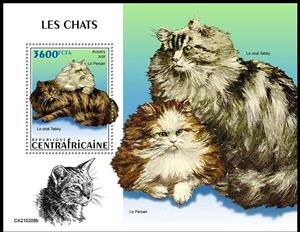Souvenir Sheet, The Persian, Central African Republic,  , Animals (Fauna), Cats, Mammals