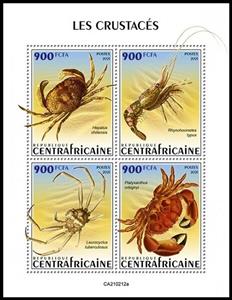 Mini Sheet, Various Crabs, Central African Republic,  , Crabs, Sea Life