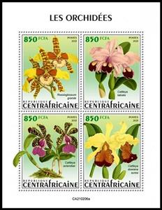 Mini Sheet, Various Orchids, Central African Republic,  , Flowers, Orchids, Plants (Flora)
