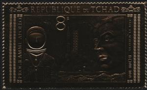 Stamp, Kennedy and Apollo´s Astronaut, Chad,  , Astronauts, Heads of State, Outer Space, Space Traveling, Spacecrafts