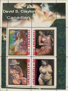 Mini Sheet, David S. Clayton, Canadian, Cinderellas,  , Nudes, Painters, Paintings, People, Women