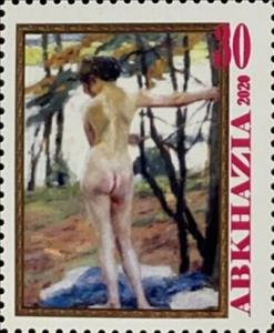 Stamp, Edward Cucuel, American, Cinderellas,  , Nudes, Painters, Paintings, Women