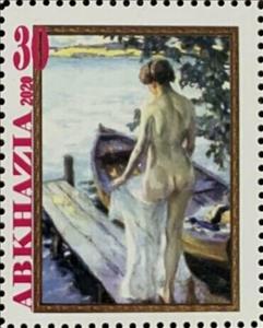 Stamp, Edward Cucuel, American, Cinderellas,  , Nudes, Painters, Paintings, Women