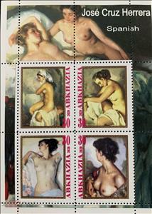 Mini Sheet, Jose Cruz Herrera, Spanish, Cinderellas,  , Nudes, Painters, Paintings, People, Women