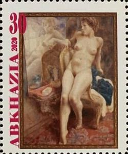 Stamp, Lev Chitovsky, Russian, Cinderellas,  , Nudes, Painters, Paintings, Women