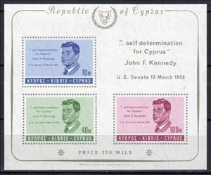 Souvenir Sheet, John F. Kennedy (1917-1963), Cyprus,  