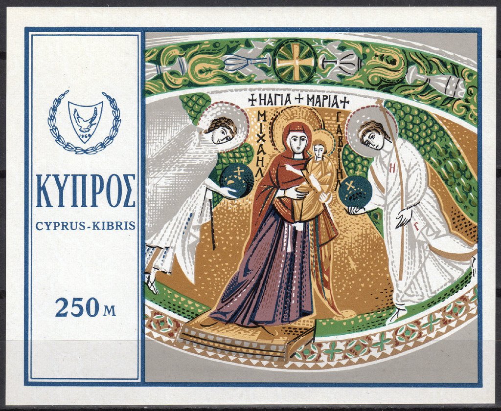 Virgin Mary between Archangels Michael and Gabriel