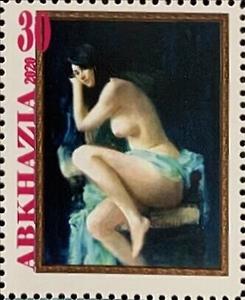 Stamp, Vadim Chazov, Russian, Cinderellas,  , Nudes, Painters, Paintings, Women