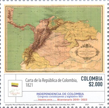 Map of Gran Colombia, 1821