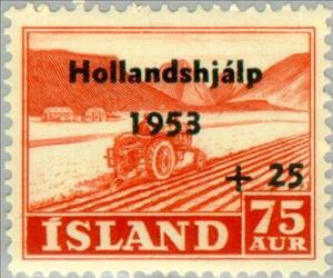 Stamp, Flooding Netherlands, Iceland,  , Vehicles, Special Occasions, Tractors, Agriculture, Disasters, Mountains, Agricultural Machinery