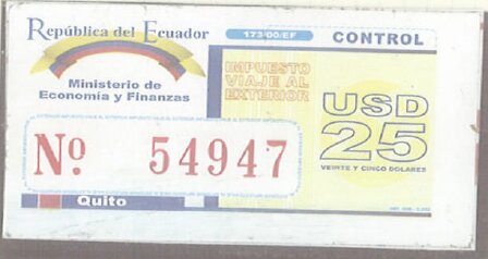 Stamp, Travel Tax, Ecuador,  , Coats of Arms