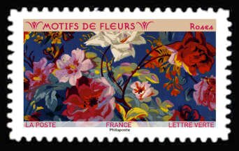Stamp, Pattern of Roses, France,  , Flowers, Textile