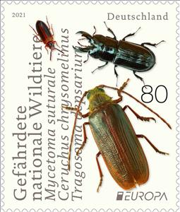 Stamp, Europa (C.E.P.T.) 2021 - Endangered Species, Germany, Federal Republic,  , Animals (Fauna), Beetles, C.E.P.T. / Europe, Insects