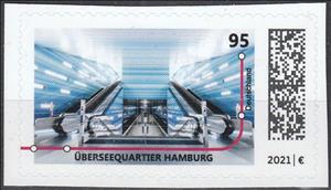 Stamp, Überseequartier Station, Hamburg (Self-Adhesive), Germany, Federal Republic,  , Stations, Undergrounds (Subways)