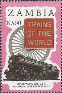 Stamp, Express locomotive Union Pacific, US, Zambia,  , Locomotives, Railways
