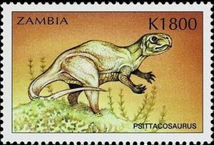 Stamp, Psittacosaurus, Zambia,  , Animals (Fauna), Dinosaurs, Prehistorical Animals, Reptiles