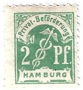 Stamp, Staff of Mercury, Germany, Imperial Era Private Post Offices,  