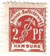 Stamp, Staff of Mercury, Germany, Imperial Era Private Post Offices,  