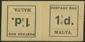 Tete-Beche, First postage due set 1925, Malta,  , Numbers