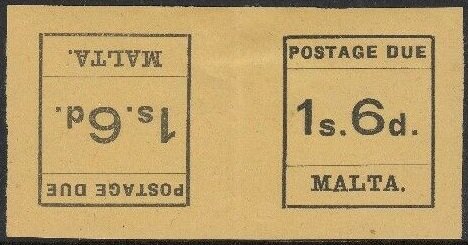 Tete-Beche, First postage due set 1925, Malta,  , Numbers