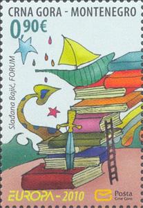 Stamp, Europa (C.E.P.T.) 2010 - Children's Books, Montenegro,  , Books, C.E.P.T. / Europe, Ships, Stars