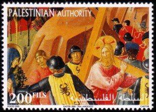 Stamp, Jesus Carrying the Cross, Palestinian Territory,  , Easter, People