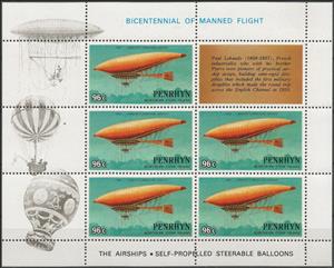 Mini Sheet, Lebaudy's Practical Airship (1902), Penrhyn,  , Air Balloons, Anniversaries and Jubilees, Aviation