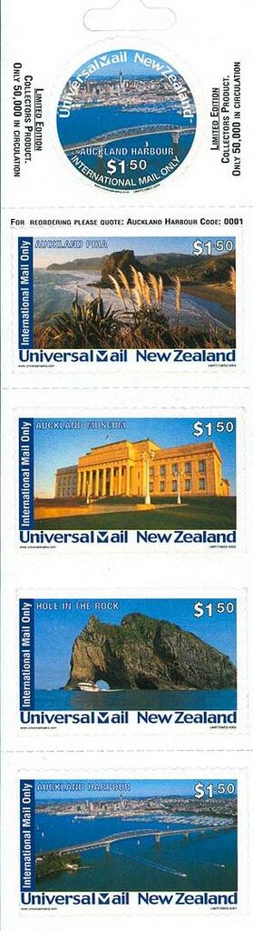 Booklet Pane, Auckland Harbour 1, Personalized and Private Mail Stamps,  , Coastal Areas, Plants (Flora), Ports, Rocks