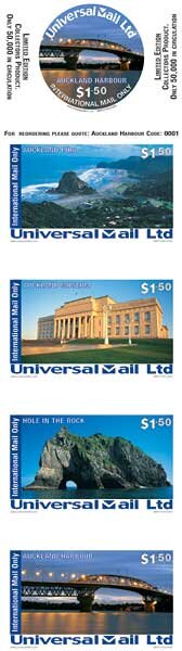 Booklet Pane, Auckland Harbour 4, Personalized and Private Mail Stamps,  , Bridges, Coastal Areas, Museums, Ports, Rocks