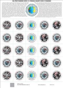 Mini Sheet, Boj proti pandemii Covid-19, Personalized and Private Mail Stamps,  , Healthcare, Round Stamps