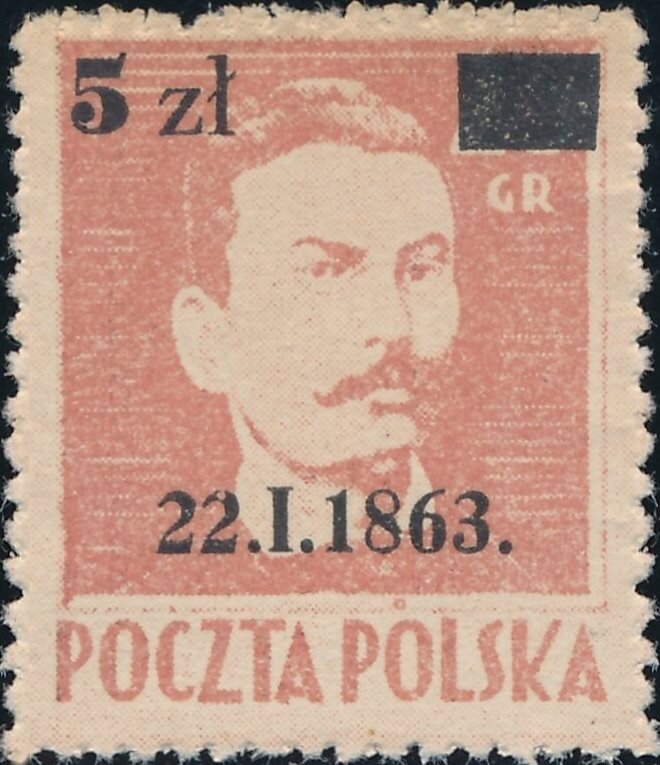 Romuald Traugutt overprint 5z on 25g