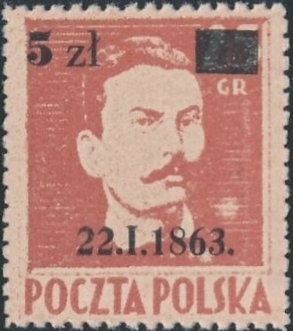 Romuald Traugutt overprint 5z on 25g