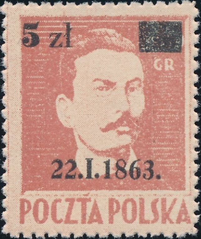 Romuald Traugutt overprint 5z on 25g