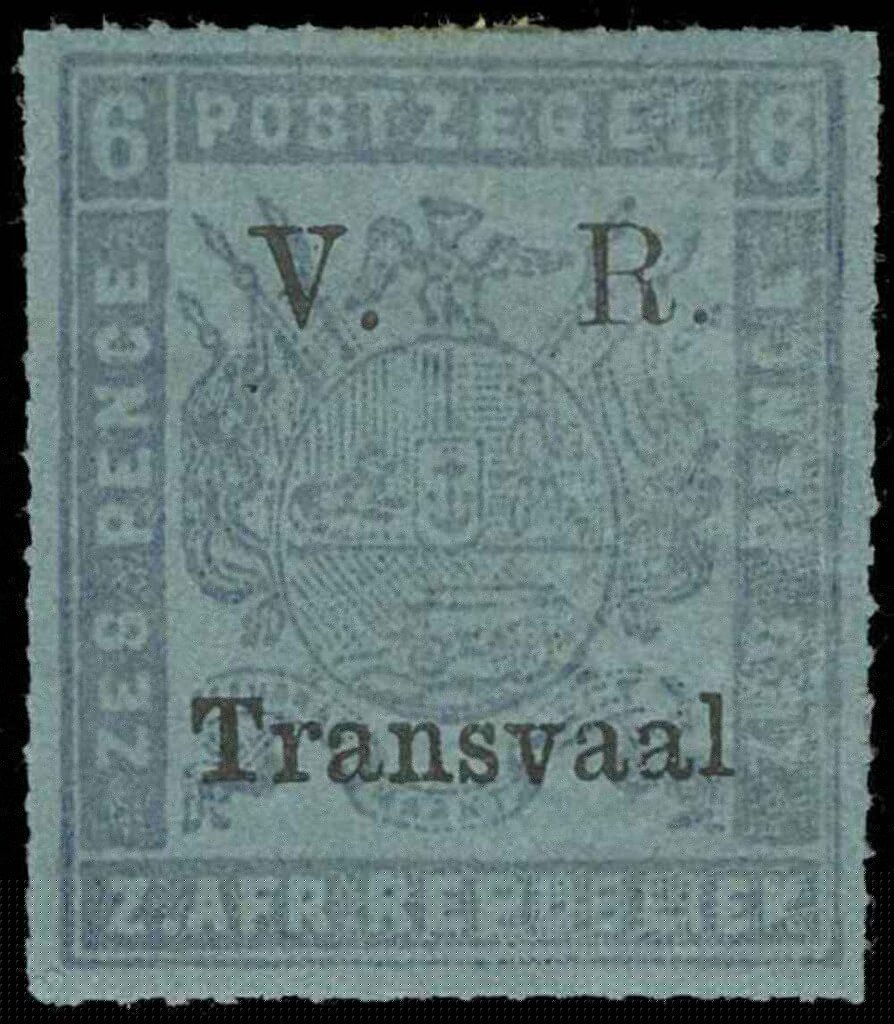 Coat of Arms in Square Over printed V.R. Transvaal