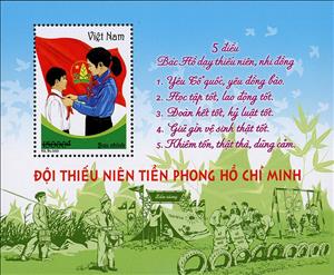Souvenir Sheet, The Guide of Ho Chi Minh, Vietnam,  , Children, Flags, Peace Doves, Students, Tyres