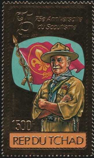 Lord Baden Powel and flag