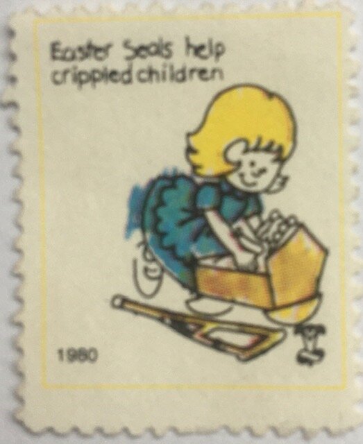Disabled Girl Playing. Easter Seals