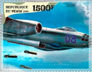 Stamp, IL-28, Cinderellas,  , Aviation, Military Forces
