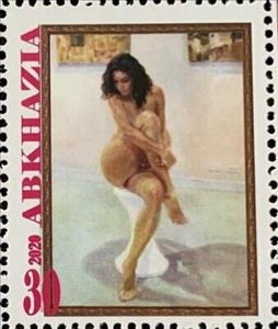 Stamp, Nicolas Curmer, French, Cinderellas,  , Nudes, Painters, Paintings, Women