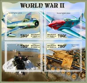 Mini Sheet, Worl War II, Cinderellas,  , Aviation, Men, Military Forces, Tanks