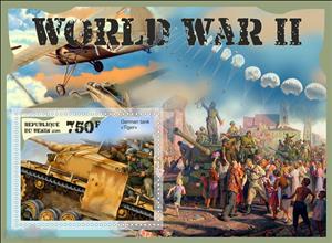 Mini Sheet, Worl War II, Cinderellas,  , Aviation, Military Forces, People, Tanks