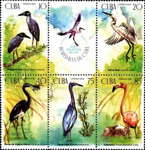 Se-tenant, Waterfowl in the Wetlands of Cuba, Cuba,  , Birds