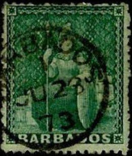 Stamp, Britannia seated, Barbados,  