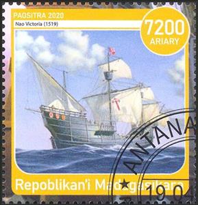 Stamp, Nao Victoria (1519), Madagascar,  , Middle Ages, Sailing Ships, Ships