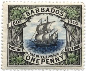 Stamp, Tercentenary of the 1st British landing, Barbados,  
