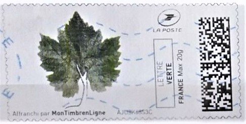 Stamp, Dark Grey Leaf, Personalized and Private Mail Stamps,  , Leaves