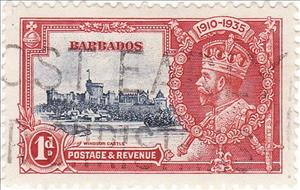 Stamp, Silver jubilee, Barbados,  