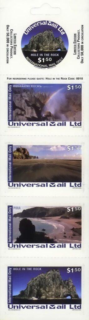 Booklet Pane, Hole in the Rock 4, Personalized and Private Mail Stamps,  , Coastal Areas, Landscapes, Rocks, Round Stamps