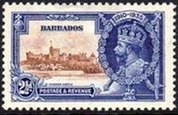 Stamp, Silver jubilee, Barbados,  