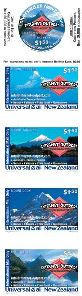 Booklet Pane, Internet Outpost 1, Personalized and Private Mail Stamps,  , Internet, Mountains, Round Stamps